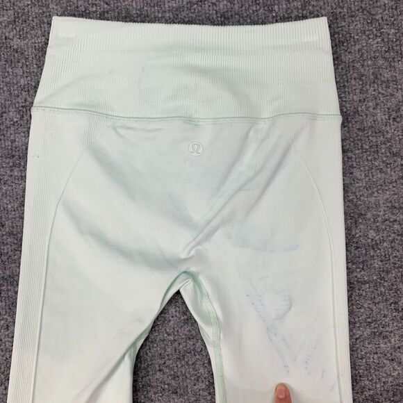 Lululemon In the Flow Crop Leggings 2 Mint High Waisted Ruched *READ CONDITION* - Picture 5 of 12